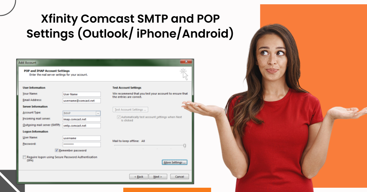 Xfinity Comcast SMTP and POP Settings