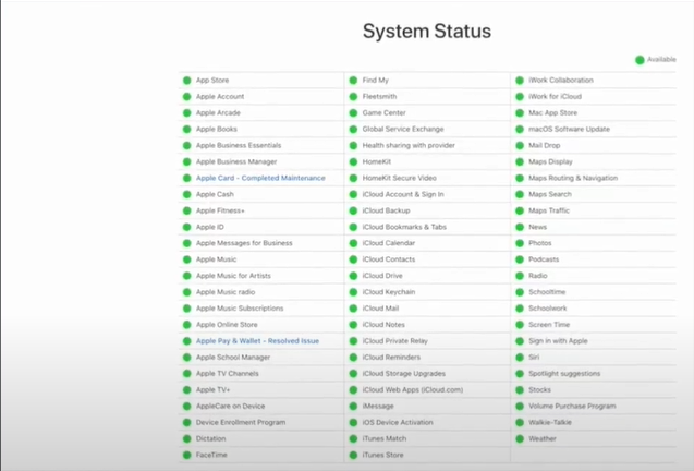 select-the-apple-system-status