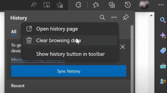 click on the Clear Browsing Data