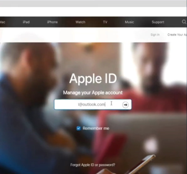 Enter the registered apple id