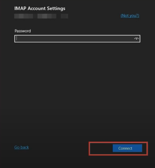 Paste the generated password and click on connect