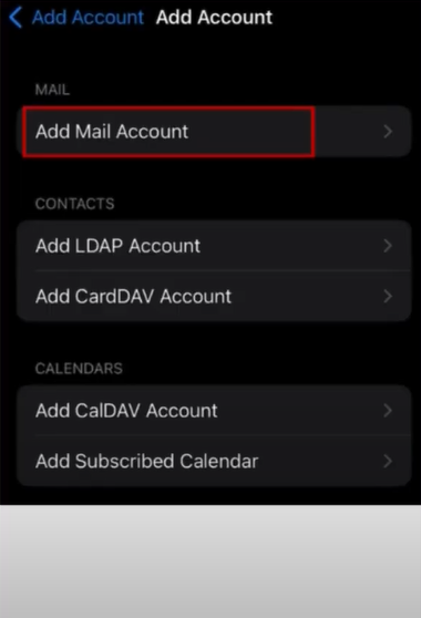 Tap on add mail account
