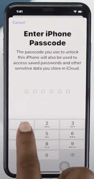 Enter the iPhone passcode