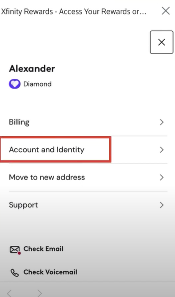Select Account and identity