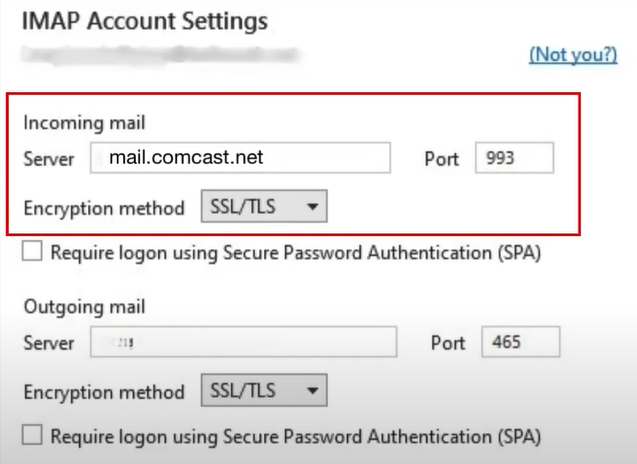 Select the incoming Email server