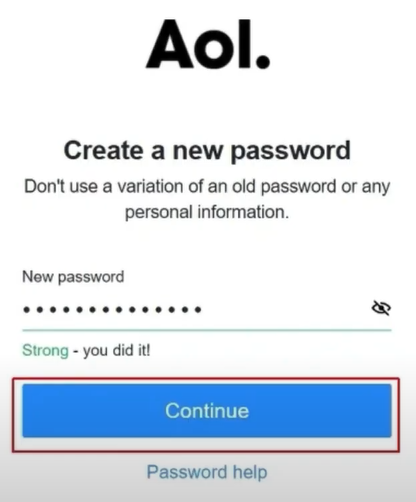 Create new password