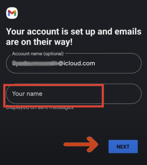 Fill your name and click next