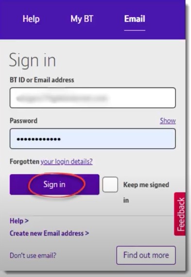 log into your BTinternet account