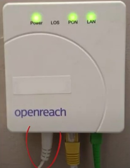 Unplug the power cable from the modem socket