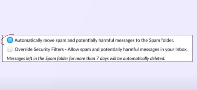 Set automatically spam and potentially harmful messages to Spam folder