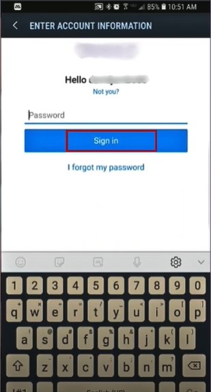 password and tap Sign In