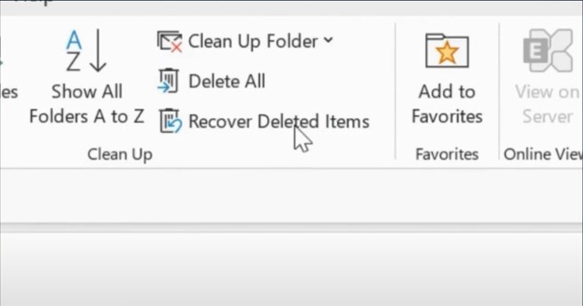 Select Recover Deleted Items from the toolbar