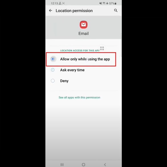 select Allow Only While Using the App