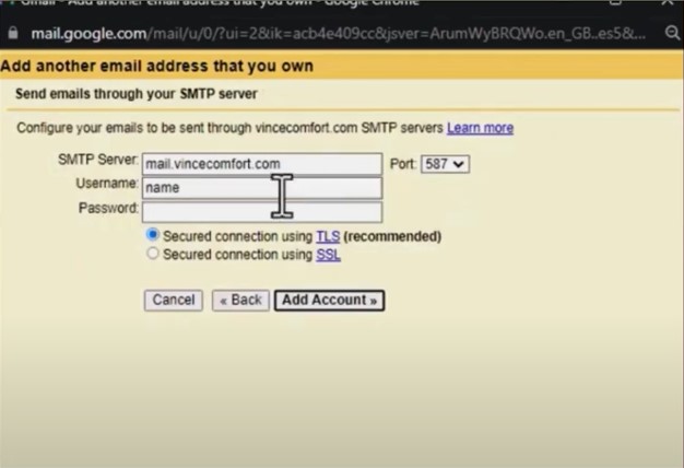 SMTP Server and Port will be automatically