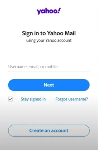 Yahoo mail login credentials