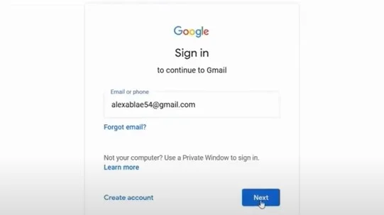 sign in to your Gmail account