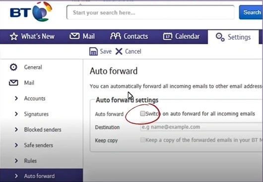 Select the Switch in Auto Forward