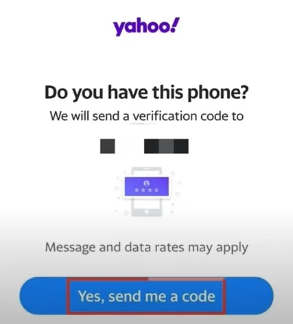 Click Yes, Send me a Code