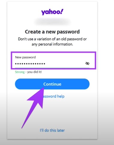 go ahead and create a new password