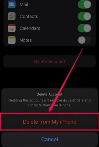 tap Delete from my iPhone to confirm