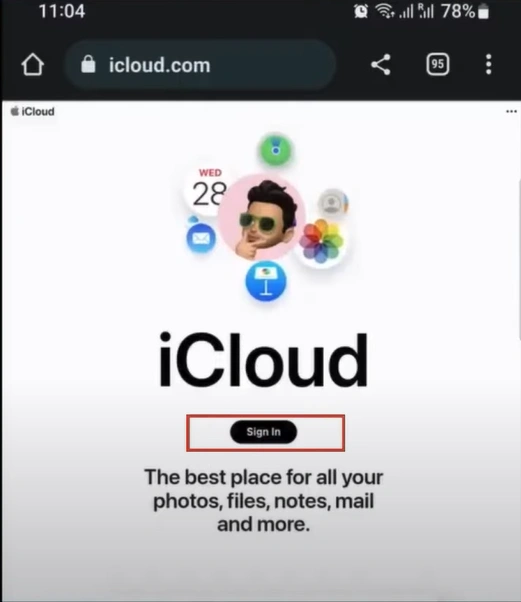 land on the iCloud Mail page