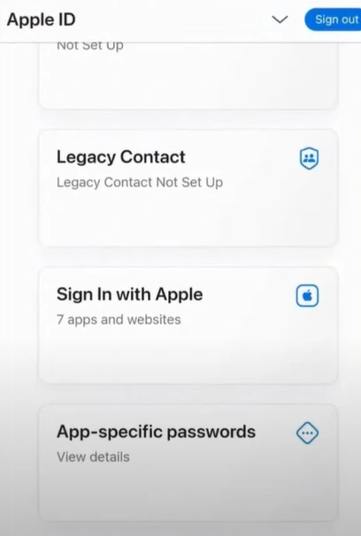 scroll down and tap App-Specific Passwords