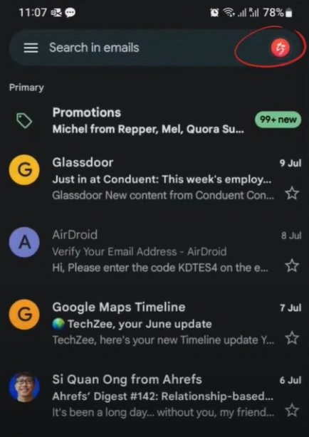 open Gmail and tap on your profile