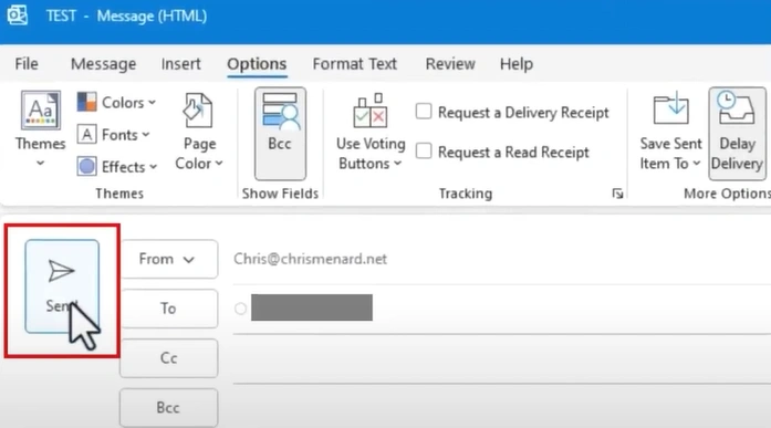 Outlook running to send the scheduled email