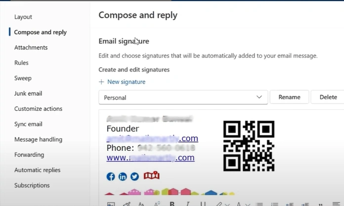 Your email signature dialog box will appear