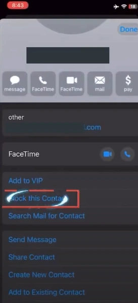 Scroll and tap Block this Contact