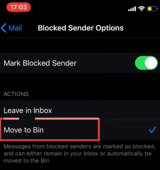 Select Move to Bin