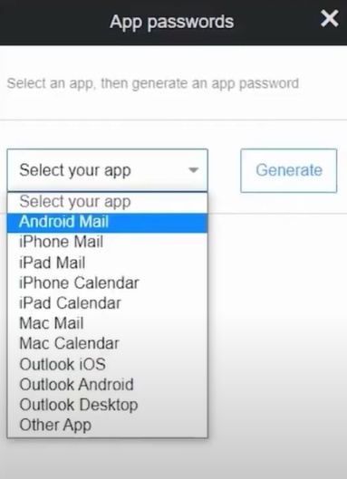 From the Select your App drop-down menu