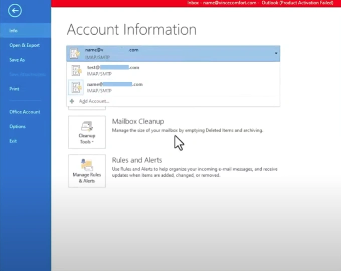 and you can select your Webmail account to access it