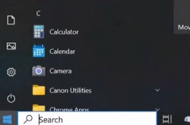 Click on the Windows start button