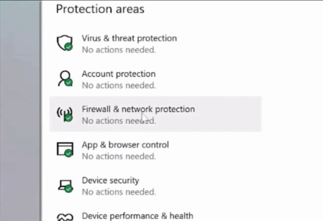 Select Firewall & Network Protection 