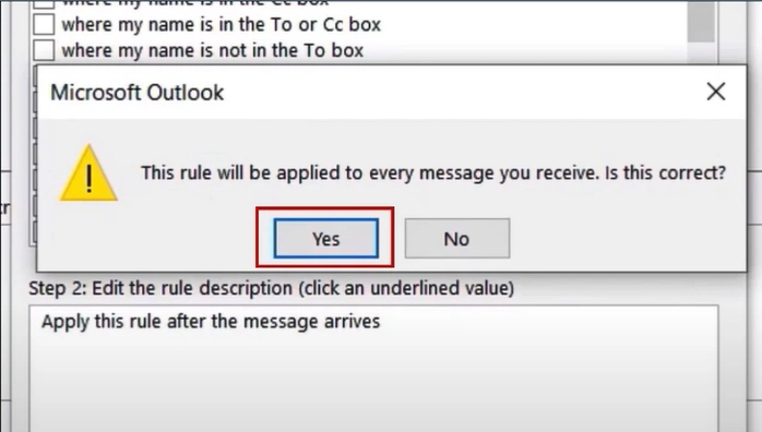 Click Yes in the pop-up prompt to proceed