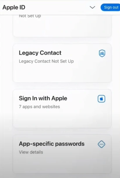 scroll down and tap App-Specific Passwords