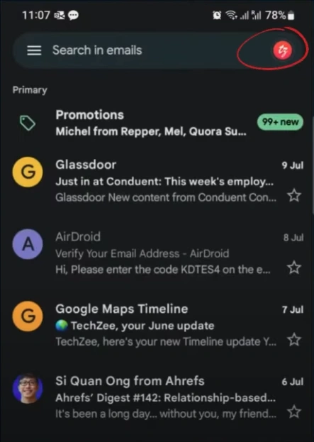 open Gmail and tap on your profile