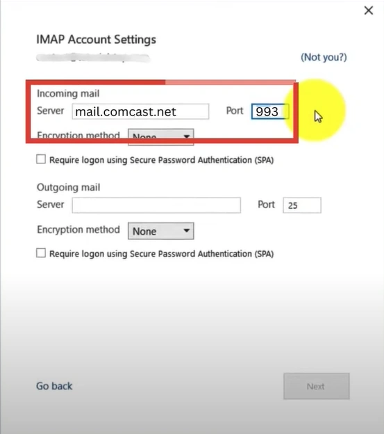 set the Incoming Mail server to mail