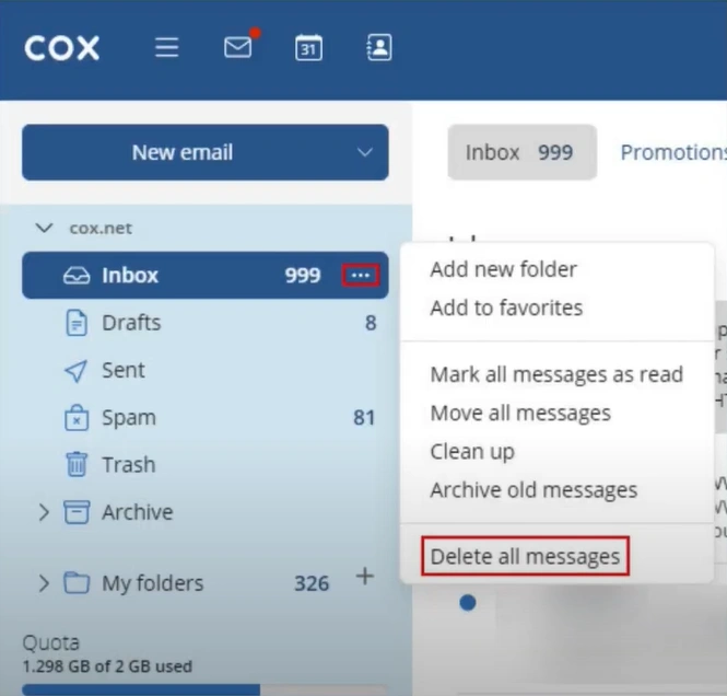 select Delete All Messages and confirm the process