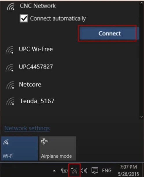 Click on the Wi-Fi icon in the taskbar