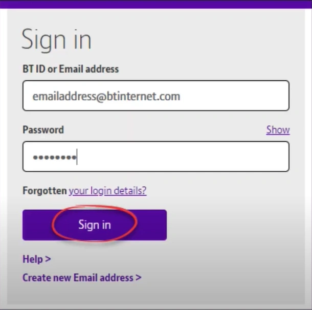 log into your BT Mail account