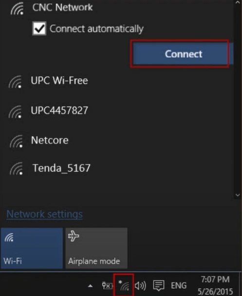 Click on the Wi-Fi icon in the taskbar