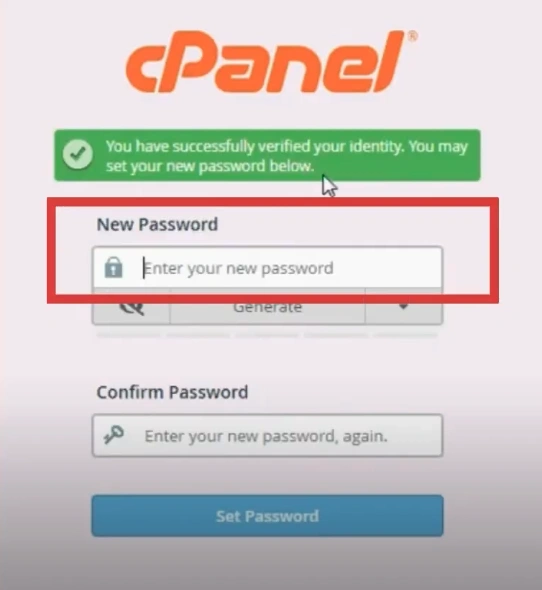 Create a new password once you've successfully