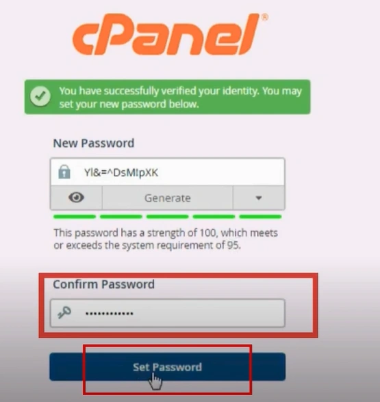 Confirm the new password and click Set Password