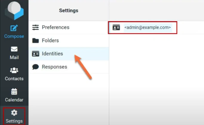 select Identities, and select your mail