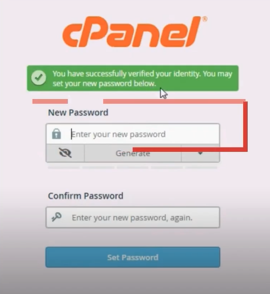 Create a new password once you've successfully