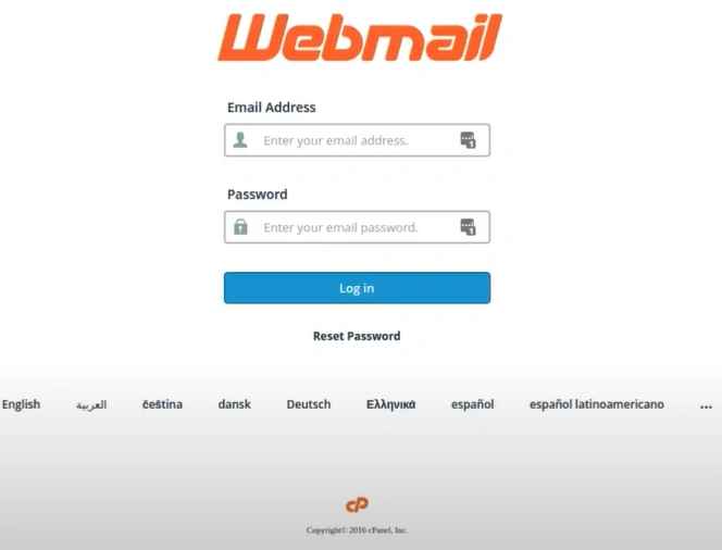 log into your Webmail account