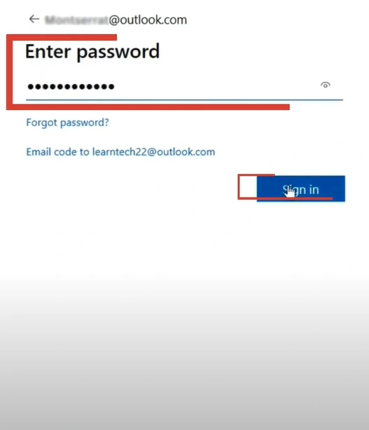 Enter the password and click Sign In