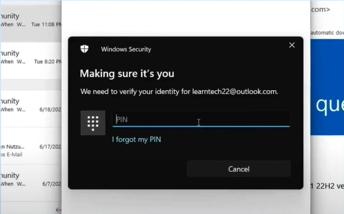 enter your PIN or password to verify your identity